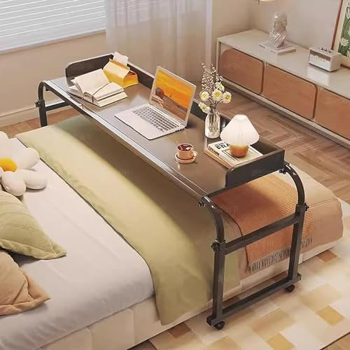 Mesa de trabajo ajustable para ordenador portátil, estación de trabajo con ruedas, altura ajustable de 65 a 95 cm, ideal para trabajar y cenar, color negro