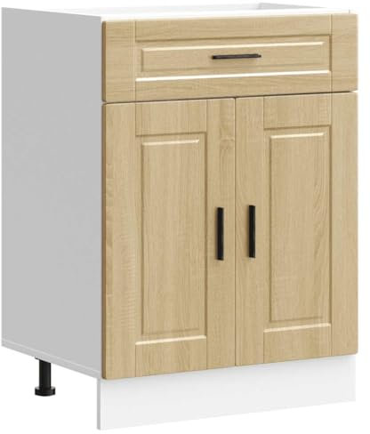 vidaXL kitchen base cabinet - sonoma oak - engineered wood - modern kitchen storage with adjustable feet - 60x46x81.5 cm - ample space