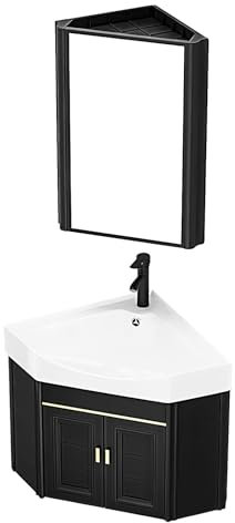 OJKJGY Meuble-lavabo, Meuble-lavabo d'angle avec lavabo et Armoire en céramique, Ensemble de Meuble-lavabo monté pour Petit Espace