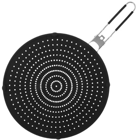 Cabilock Silicone Frying Pan Lid Stainless Steel Handle Oil Splash Guard Splatter Screen for Cooker Easy-fold Design