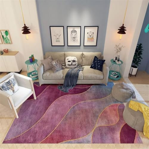 DJHWWD Teppich+Wohnzimmer maschinenwaschbar Outdoor Teppiche Blauer Innenteppich 140x200CM Lila kinderzimmerteppich Rug Kurzflor