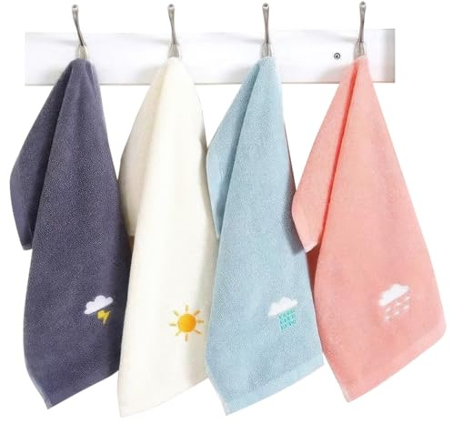 4-Teilig Handtücher 25x50cm, Weiche Reine Baumwolle Kleine Handtücher | Kinderhandtücher mit Bestickte Motiv, Kinderhandtuch Saugstark, für Badezimmer zum Abwischen und Reinigen des Gesichts