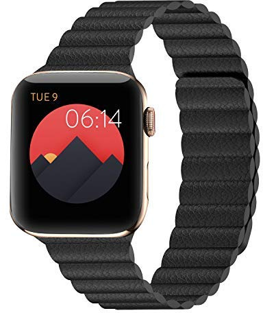 Kompatibel mit Apple Watch Armband 49/46/45/44/42/41/40/38mm, Magnetisches Lederarmband für iWatch Serie 10/9/8/7/SE/6/5/4/3/2/1, Ultra 2/1
