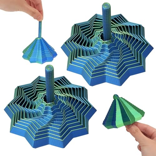 2 Pack 3D Printed Fidget Toy, Spiral Sensory Tower Desk Toy for Adults and Teens, Telescopic Gravity Fidgets Compatible with Anxiety and ADHD Support, Impossible Cone Passthrough Sculpture