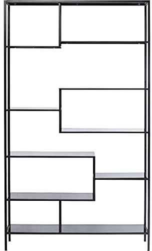 Kare Design Regal Loft, Schwarz, Wandregal, Regal, Stahl, Glas, 195x115x30 cm (H/B/T)