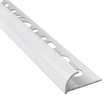 Alu Viertelkreis Profil Fliesen eloxiert, pulverbeschichtet, gebürstet 2,7m 10mm weiss