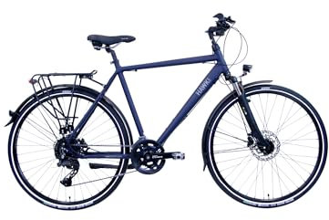 HAWK Trekking Gent Deluxe Fahrrad Herren 57cm Rahmenhöhe I Bike mit CUES Kettenschaltung & Beleuchtung I Allrounder I Ozeanblau