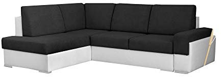 MOEBLO Ecksofa mit Schlaffunktion mit Bettkasten Sofa Couch L-Form Polstergarnitur Wohnlandschaft Polstersofa mit Ottomane Couchgranitur mit Bettfunktion - Aldo Mini (Hellgrau, Ecksofa Rechts)