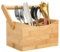 Vencier 4 Compartments Drop-Down Handle Bamboo Kitchen Cutlery Caddy Utensil Rack Holder Organizer Divider