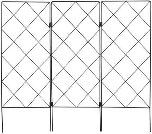 YARNOW Garden Trellis Plant Support for Climbing Foldable Vines and Flowers Stands Metal Wire Lattices Grid Panels for Ivy Rose Grape Cucumber Clematis Black