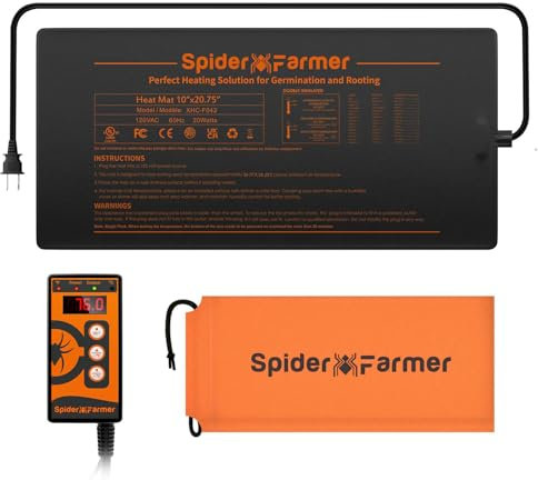 Spider Farmer Heizmatte für Pflanzen, Wärmematte Set mit Thermostatregler für Sämling Germination und Haustier Heizkissen Zimmergewächshaus Heizmatten Amphibien Pet Mat Wärmer Bett Matte 25x52CM, 20W