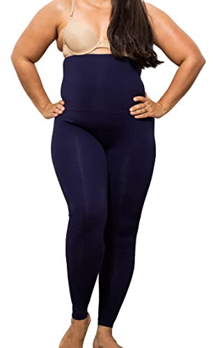 FarmaCell 609Y (Blu, XXL) Leggings Anticellulite Donna Modellante con Effetto Fir, Vita Alta Risvoltabile, Made in Italy