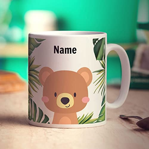 Personalised Bear Mug - Add Any Name - Gift for Children - Present for Kids - 11oz Ceramic Cup