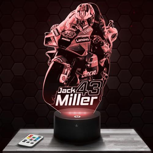 Nachttischlampe - Touch-Nachtlicht GP moto J. Miller 3D-LED-Lampe Illusion, Geschenkidee Weihnachten Geburtstag Junge und Mädchen Nachttischlampe Kinder- oder Erwachsenenzimmer