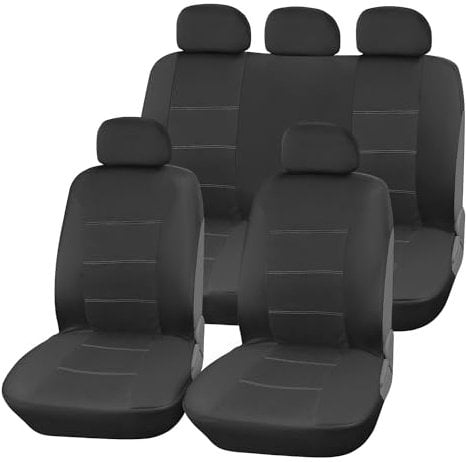 Upgrade4cars Coprisedili Auto Universale Nero | Set Copri-sedile Universali per Anteriori e Posteriori | Accessori Auto Interno