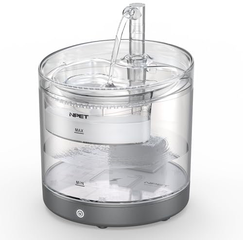 NPET Cat Water Fountain Battery Operated, 1.5L/50oz Wireless Pet Water Fountain for Cats Indoor, Automatic Cat Water Dispenser with Auto Shut-Off Pump, Dual Water Modes