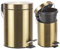 3 Litre Pedal Bin with Inner Bucket for Kitchen Bathroom Toilet Office Home Rubbish Soft-Close Lid Golden Basket (Golden)