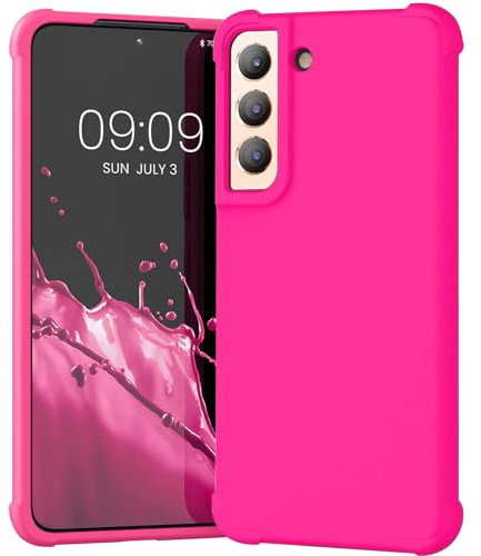 KIOMY Coque rose fluo avec finition douce pour Samsung Galaxy S21 5G, protection antichoc en silicone, coque arrière élégante pour téléphone portable, couleur unie vive