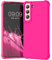 KIOMY Coque rose fluo avec finition douce pour Samsung Galaxy S21 5G, protection antichoc en silicone, coque arrière élégante pour téléphone portable, couleur unie vive
