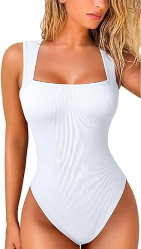 Haibang Body Donna Elegante Senza Maniche Sexy Collo Quadrato Bodysuit Tops Aderente sottogiacca Basic Canotte Uno Pezzo Jumpsuits Shapewear Casuale Tinta Unita Body Camicia