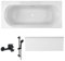 Jacob Delafon Pack Baignoire Droite 170 x 75 Elise + Tablier Niche + pommeau et mitigeur Bain Noir Mat Aimé + vidage