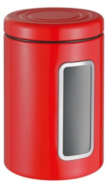 Wesco Vorratsdose Classic Line in der Farbe rot, pulverbeschichtetes Stahlblech, 2 Liter Volumen, Sichtfenster aus Acryl