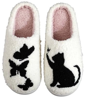 DACHOI Cat Slippers for Women Men Soft Plush Cat Paw House Slippers Cozy Soft Memory Foam Non Slip Indoor Outdoor Shoes Pink Cat 40-41