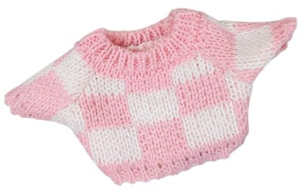 Harilla Puppenkleidung gestrickte Kleidung für 20 cm Puppen Dekorpuppenzubehör stilvoll bequemes Geburtstagsgeschenk süßer Kleid -up -Pullover, Rosa Weiß