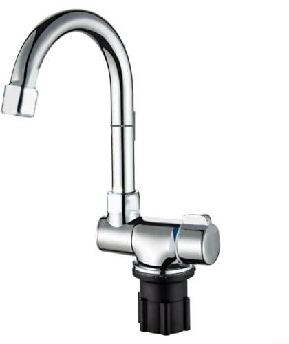 FUANA Zusammenklappbarer Wasserhahn für Wohnwagen, Wohnmobil, Heiß- und Kaltwasserhahn für 360-Grad-Drehung, Kupferventile