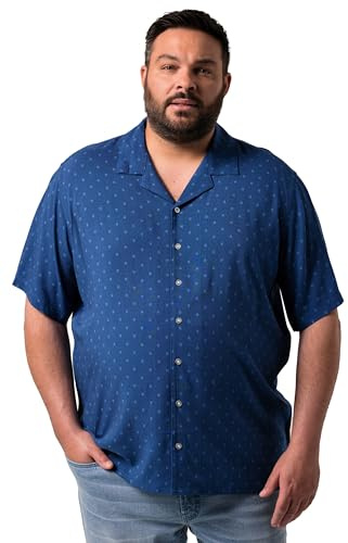 Men Plus Herren große Größen Übergrößen Menswear L-8XL Viskose-Hemd, Halbarm, Alloverprint, Cubakragen, Cuba Fit 840371