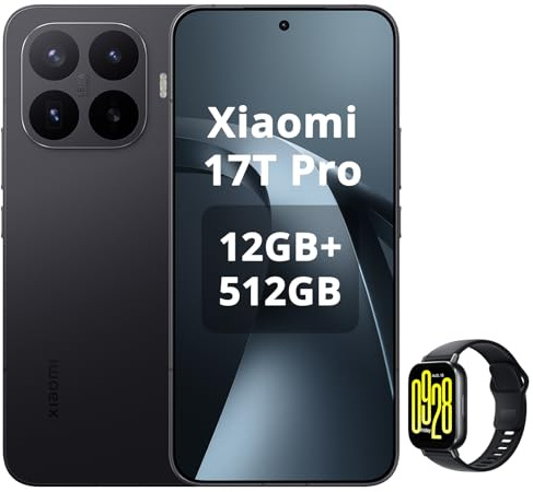 XIAOMI 17T Pro Smartphone 12GB+512GB- Handy mit Android, 6,83 Zoll 144Hz Eye-Care Display, 7000mAh Silizium-Kohlenstoff-Akku, Leica 5X Telekamera, Schwarz,Included Watch