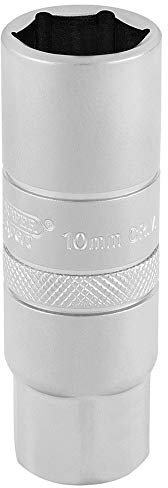 Draper 16775 3/8-Inch Square Drive 10 mm Thread 6 Point Satin Chrome Spark Plug Socket , Blue