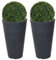 URBNLIVING 2x Round Charcoal Grey Plant Pot With Artificial Grass Dome Ball