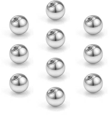 FECTAS 10er Piercing Kugel Schraubkugel Piercing 1,6mm Gewinde Set aus 316L Chirurgenstahl
