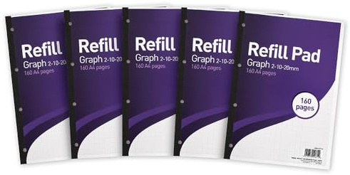 SUMMIT A4 Refill Pad, 2-10-20 mm Graph Ruled, 160 Page, Pack of 5