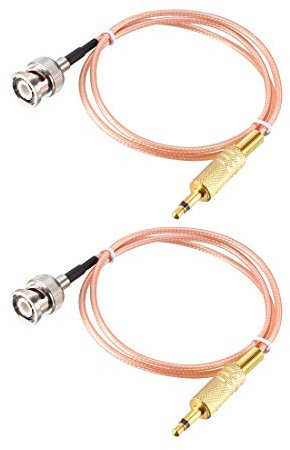 sourcing map BNC Male to 3.5mm (1/8) Male Coaxial Power Audio Cable 50 ohm 2 ft 2pcs