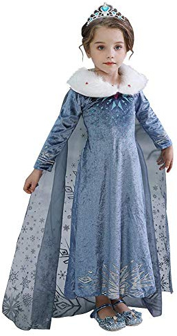 IWEMEK Mädchen Verkleidung Elsa Kostüm Prinzessin Anna Dress Up Kinder Schneekönigin Cosplay Halloween Weihnachten Karneval Kostüme Party Outfits Kleidung 01 4-5 Jahre