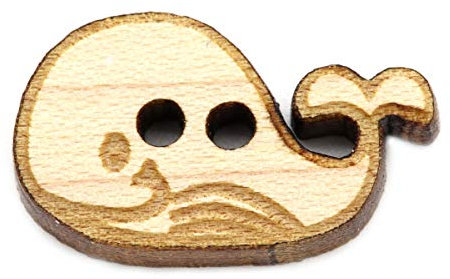 NaturSchatulle Holzknöpfe Motiv Wal | 5 Stück Ahorn 2 Loch Knöpfe Holz DIY Basteln Nähen Schmuckherstellung Annähen Kinderknöpfe