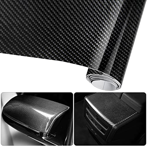 Anpro 6D Pellicola Vinilica Adesiva Auto, 300 X 30 cm, Copertura Adesiva Nera per Auto, Adesivi per Auto, Moto, Computer