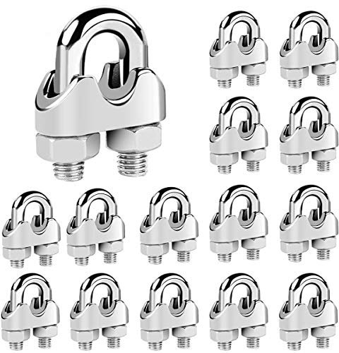 SUNSK Morsetti a Cavallotto M4 fune metallica morsetto acciaio inossidabile clip cavo per 4mm fune metallica 15 pezzi