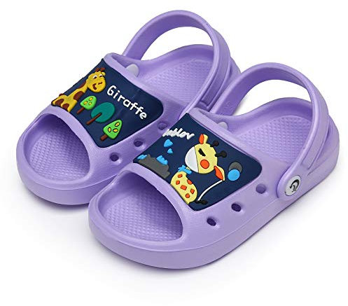 CELANDA Ciabatte da Spiaggia per Ragazzi e Ragazze Antiscivolo Pantofole da Bagno Bambini Morbidi Scarpe da Piscina Interno Esterno Estive Sandali Viola-B 26/27 EU