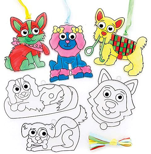 Baker Ross FE581 Hunde-Sonnenfänger zum Basteln, 8 Stück, Buntglas-Effekt für Kinder zum Dekorieren und Präsentieren, für Kunst- und Bastelaktivitäten