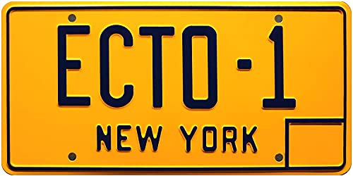 - ECTO 1 Auto Metall Nummernschild Replik kompatibel mit 1959 Cadillac Orange aus dem Ghostbusters Film (56)