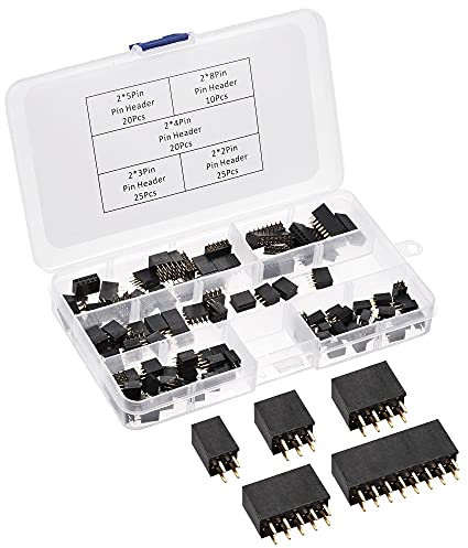 sourcing map 100 Stück Stiftleiste 2 Reihig 4P 6P 8P 10P 16P 2.54mm Rastermaß mit Kasten für Prototypen