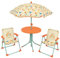 FUN HOUSE FRUITY'S Salon de Jardin Enfant avec Table H.46 x Ø 46 cm, Deux Chaises H.53 x L.38,5 x P.37,5 cm et Un Parasol H.125 x Ø 100 cm, Multicolore 713467