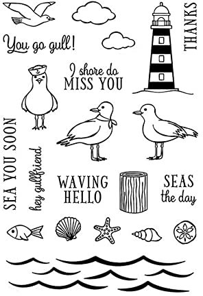 GIVBRO Transparente Stempel, Aufkleber, Möwe, Leuchtturm, Muster, Schablone, Siegel, Silikon, Prägeschablone, Scrapbooking, DIY Form