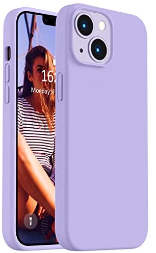 Vooii Compatible with iPhone 14 Case,[Silky Touch Premium Liquid Silicone] [Fit for Battery Charger Cases], Ultra Slim Shockproof Protective Case for iPhone 14 - Light Purple