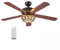 52 Inch Tiffany Ceiling Fan with 3 Lights and Remote Control, Traditional Low Profile Wooden Ceiling Fans, 5-Reversible Blades Mid-Century LED Ceiling Fan, for Living room, Bedroom, Kitchen
