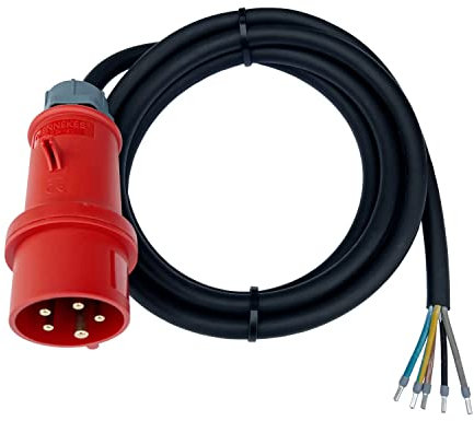 CEE Anschlussleitung Maschinen Anschlussleitung 32A 5x4 H07RN-F 400V mit Mennekes Stecker (3 Meter ohne Phasenwender)