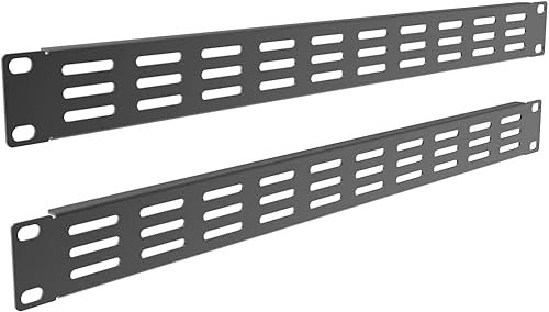 QiaoYoubang 2 Stück 1U Metall-Belüftungsblende für 48,3 cm (19 Zoll) Server-Rack oder Schrank, Schwarz (1U)